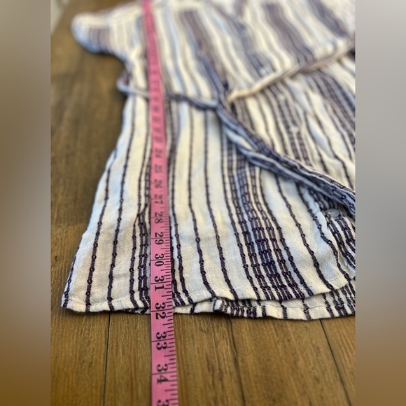 LULUS Beach Weekend Cream and Purple Striped Button-Up Shirt Dress Belted Lined - Picture 10 of 15